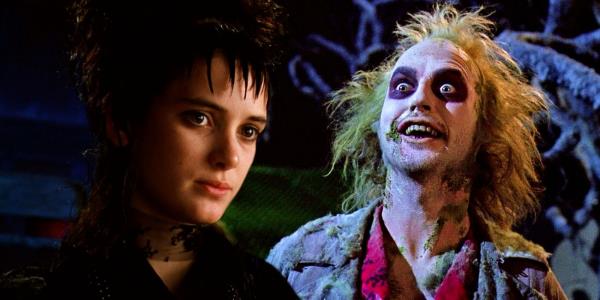 Winona Ryder as Lydia Deetz and Michael Keaton as Betelgeuse in Beetlejuice