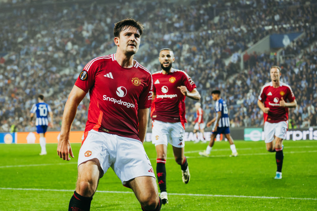 Manchester United defender Harry Maguire celebrates against Porto