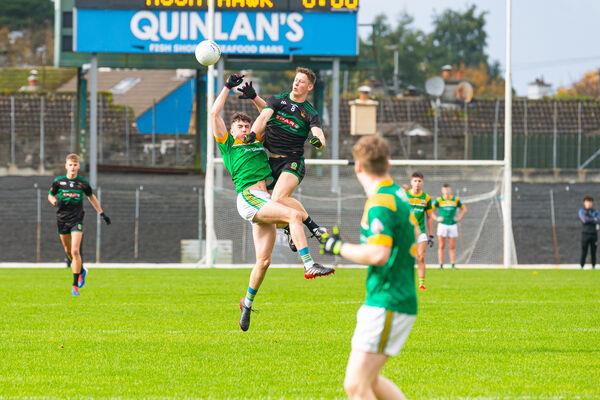 ALL THE ATTRIBUTES: Mercy Mounthawk's Rob Monahan gets a little air time at the start of the 2022 O'Sullivan Cup Schools Final in Fitzgerald's Stadium, Killarney. Pic: Alan Landers. ALL THE ATTRIBUTES: Mercy Mounthawk's Rob Monahan gets a little air time at the start of the 2022 O'Sullivan Cup Schools Final in Fitzgerald's Stadium, Killarney. Pic: Alan Landers.
